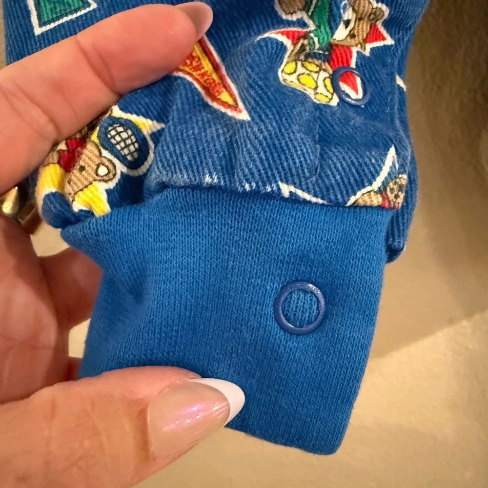 OshKosh B'gosh‎ Overalls Vestbak Kids 12M Blue Sports Bear Vintage Kidcore 90s